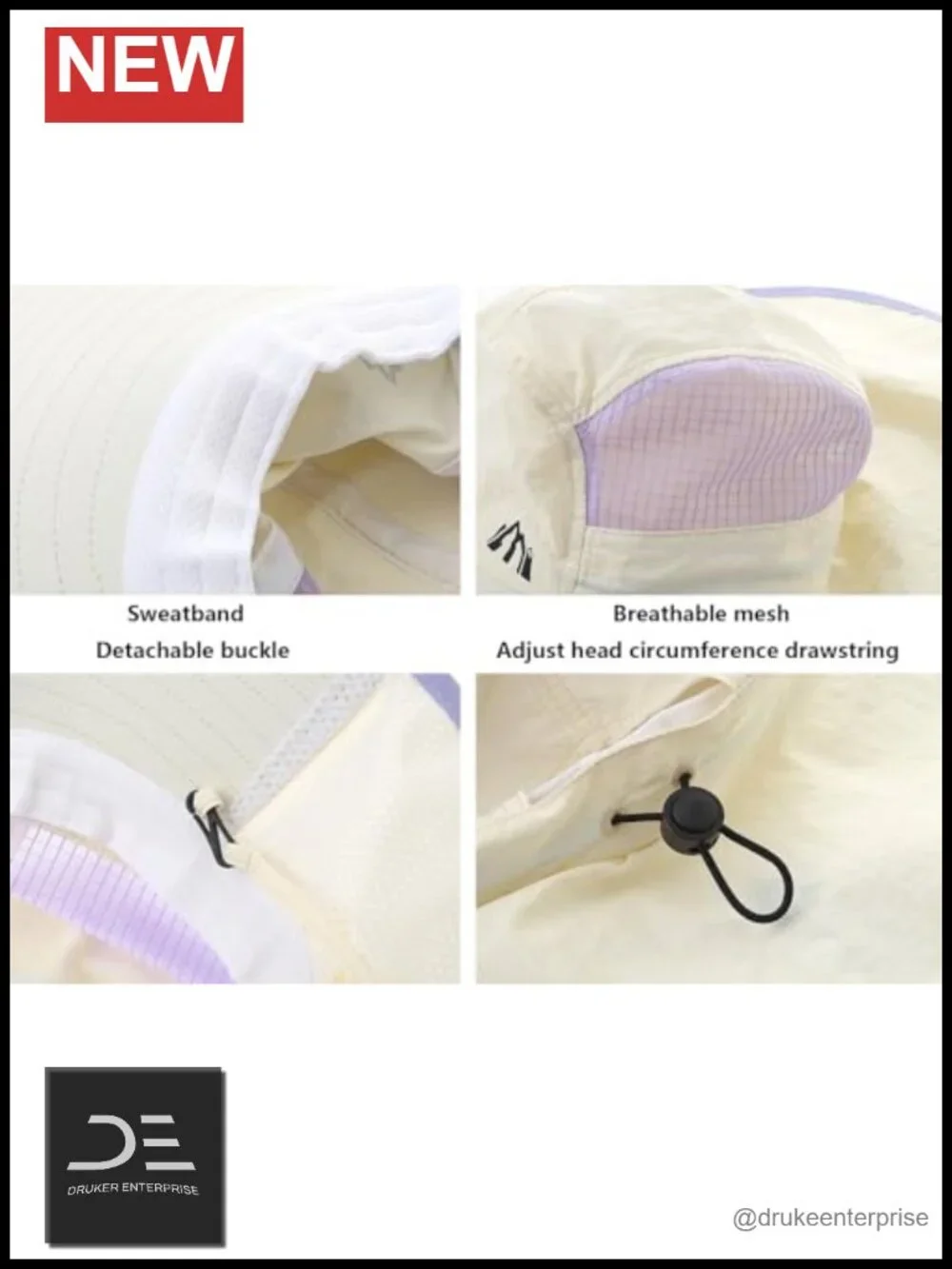 UPF 50+ Wide Brim Sun Hat with Ponytail Hole Water Resistant Foldable